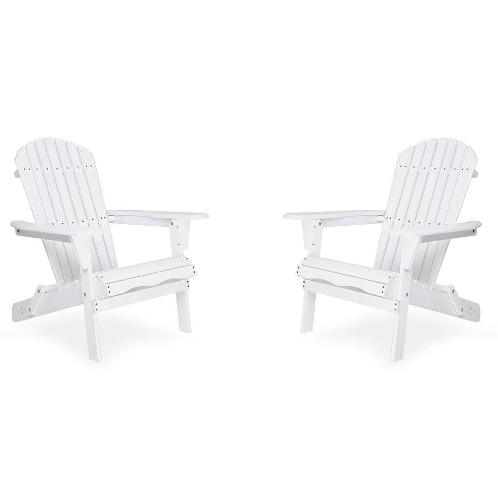 White Oversized Folding Adirondack Chair Set of 2 N431528