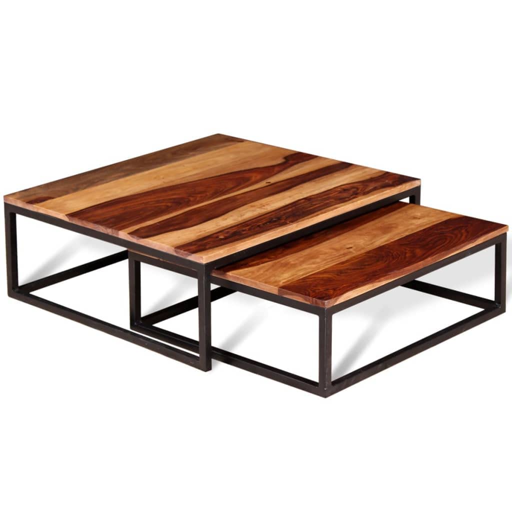 2 Piece Square Wood Nesting Coffee Table Set Q291