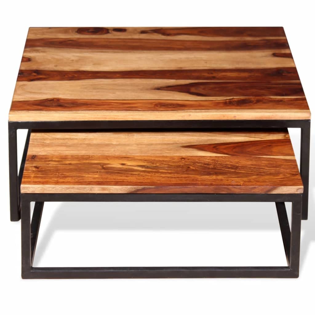 2 Piece Square Wood Nesting Coffee Table Set Q291