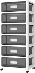 Clear Plastic 6-Tier Rolling Storage Drawer Tower L45404