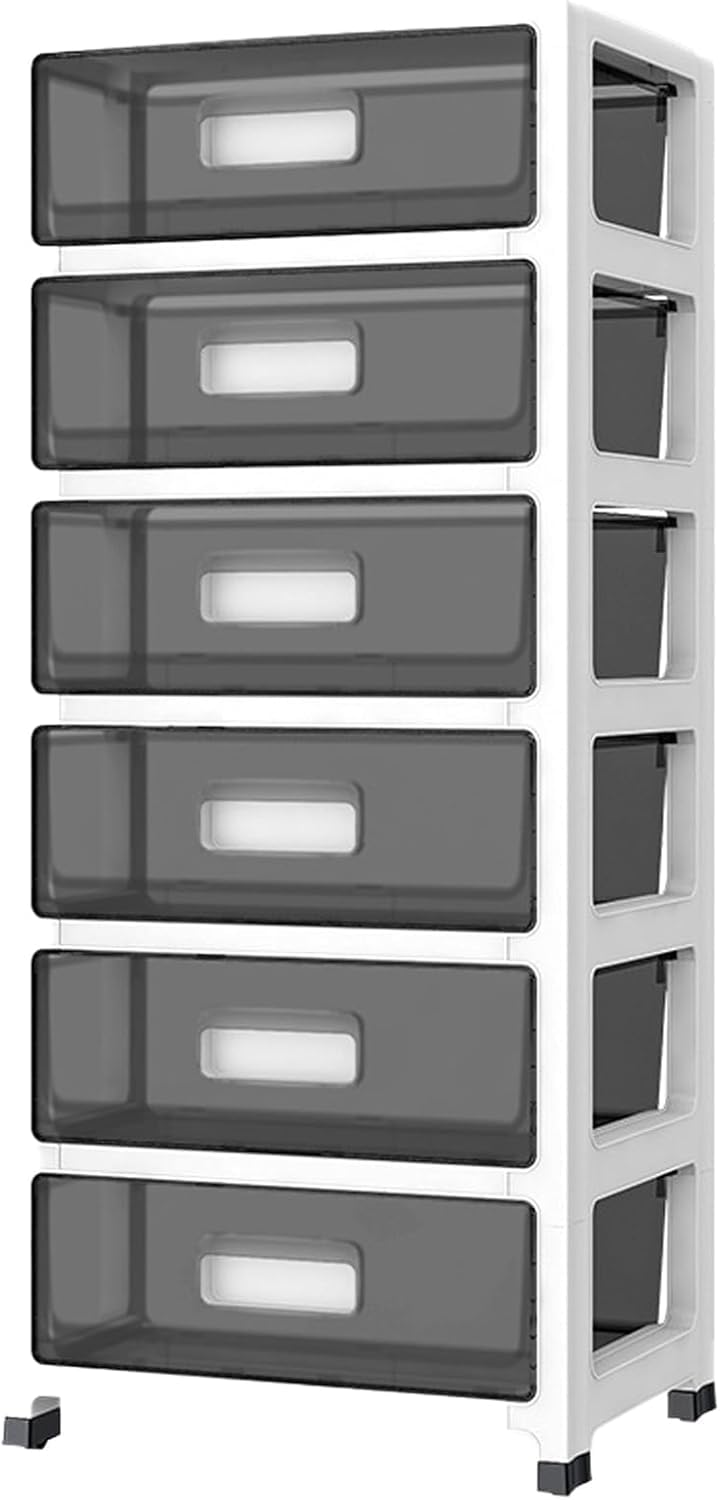 Clear Plastic 6-Tier Rolling Storage Drawer Tower L45404