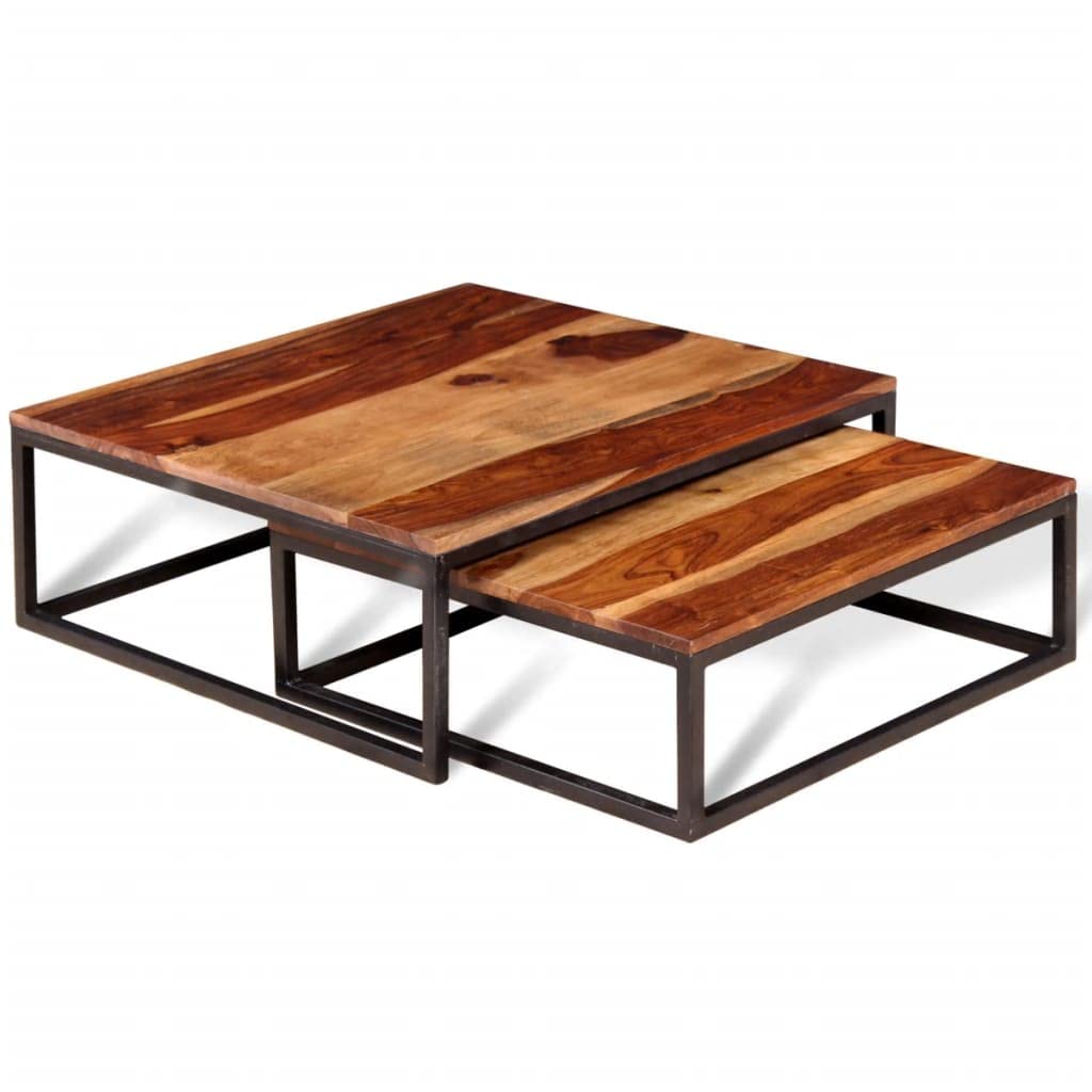 2 Piece Square Wood Nesting Coffee Table Set Q291