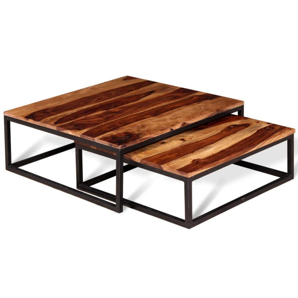 2 Piece Square Wood Nesting Coffee Table Set Q291