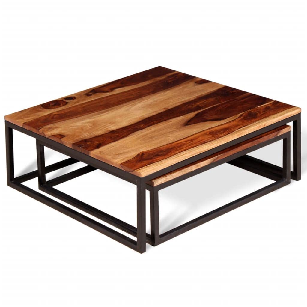 2 Piece Square Wood Nesting Coffee Table Set Q291