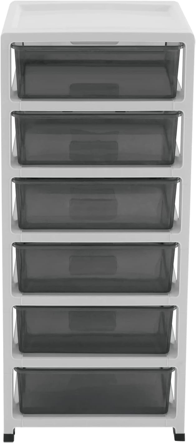 Clear Plastic 6-Tier Rolling Storage Drawer Tower L45404
