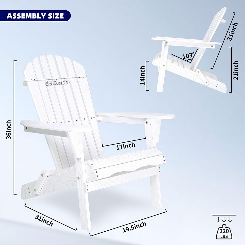 White Oversized Folding Adirondack Chair Set of 2 N431528