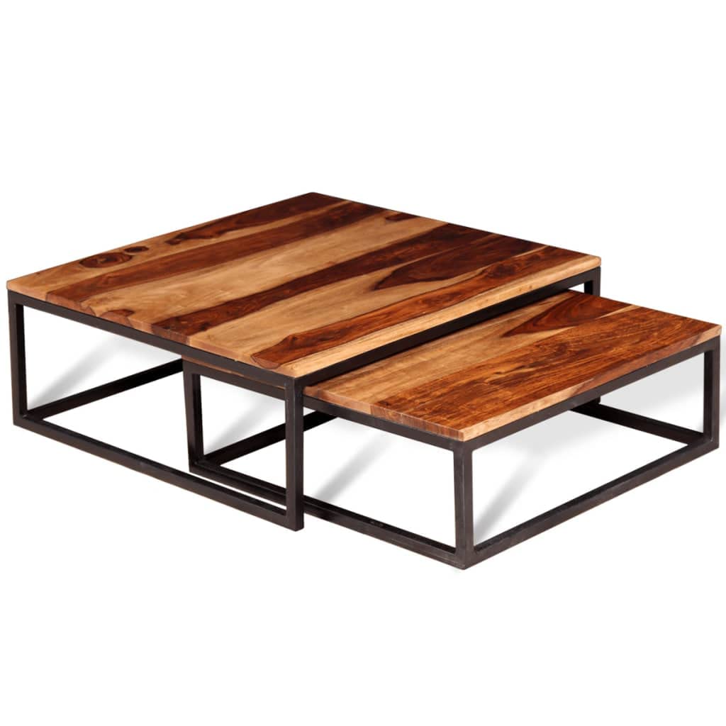 2 Piece Square Wood Nesting Coffee Table Set Q291