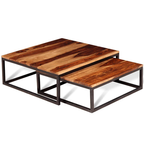2 Piece Square Wood Nesting Coffee Table Set Q291