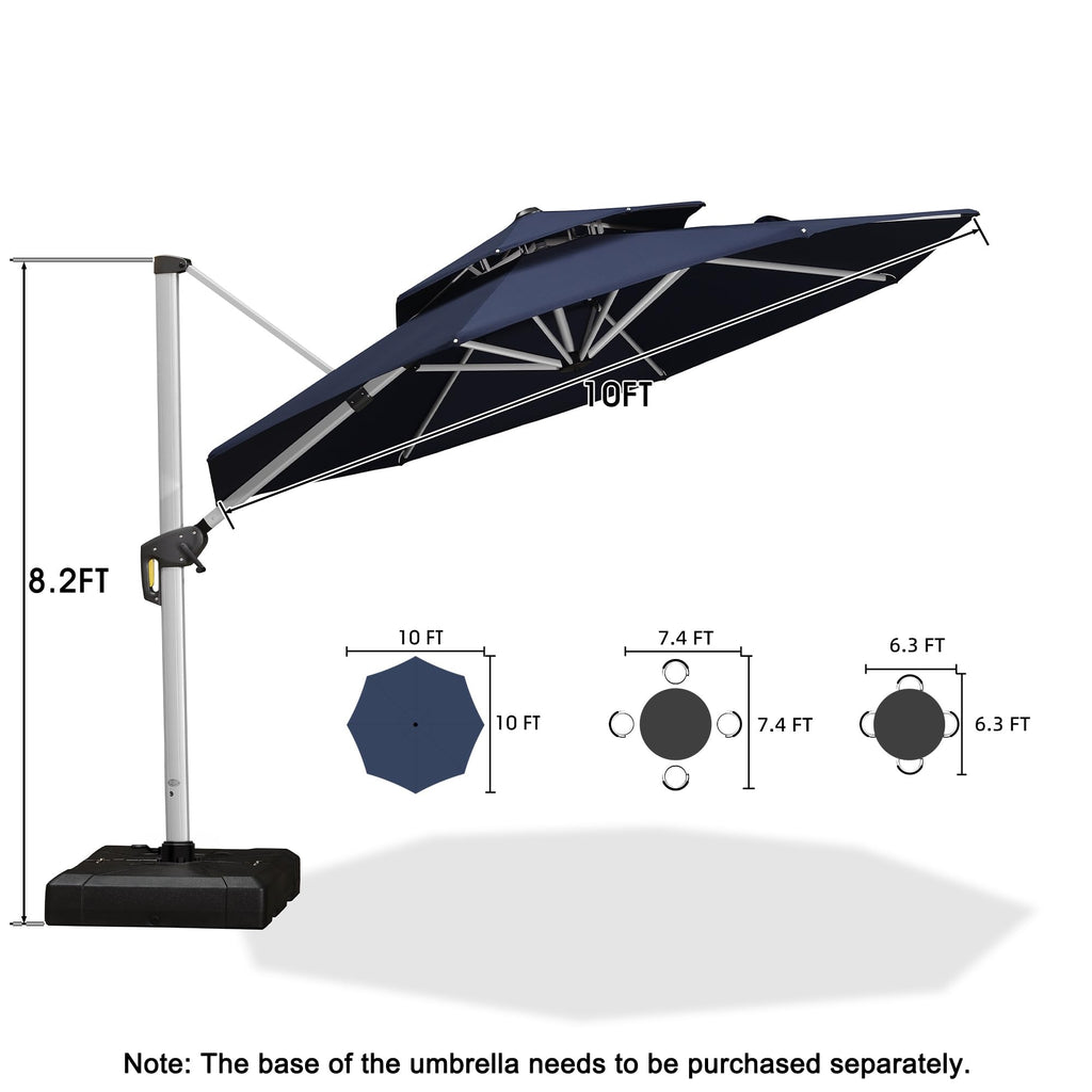 10 FT Navy Blue Cantilever Patio Umbrella H9651