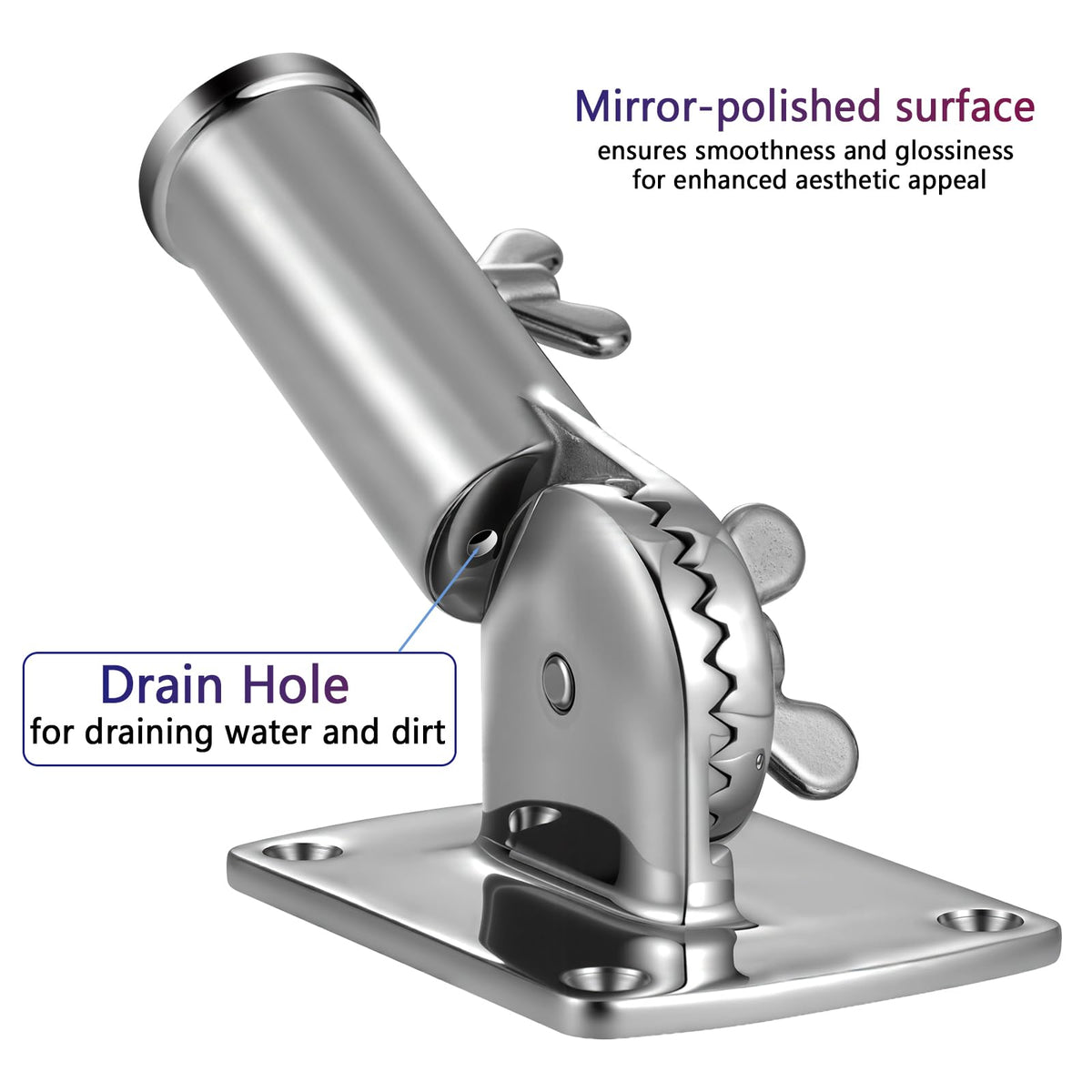 316 Stainless Steel Flag Pole Holder Bracket with Drain Hole, 1" M28447