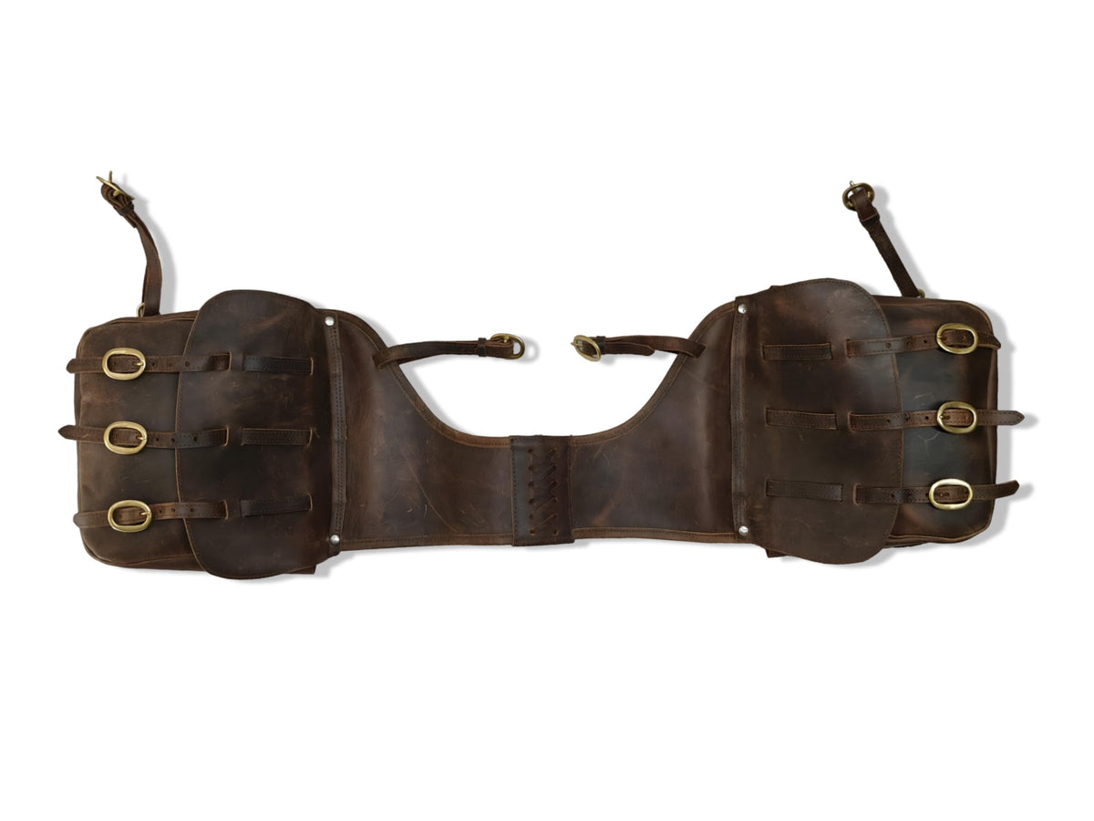 Leather Pommel Saddle Bags with Strap J3532