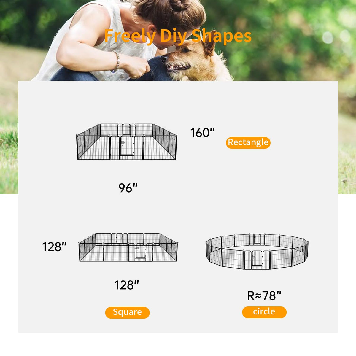 16 Panel 24 Inch Black Metal Dog Playpen I272787
