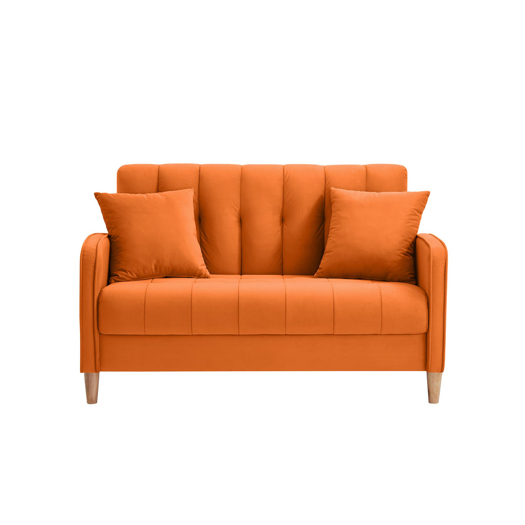 Orange Velvet Tufted Loveseat Sofa P69639