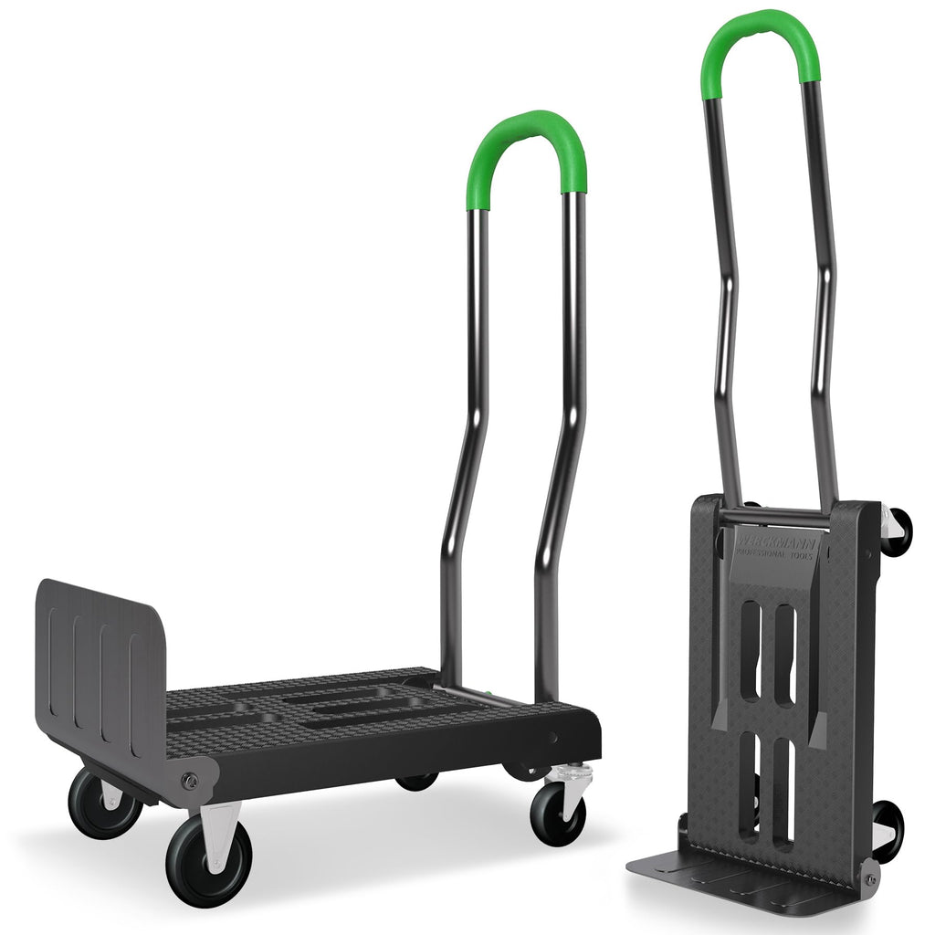 2-in-1 Convertible Hand Truck Dolly, 330LBS Capacity, Foldable Black & Dill Green J539