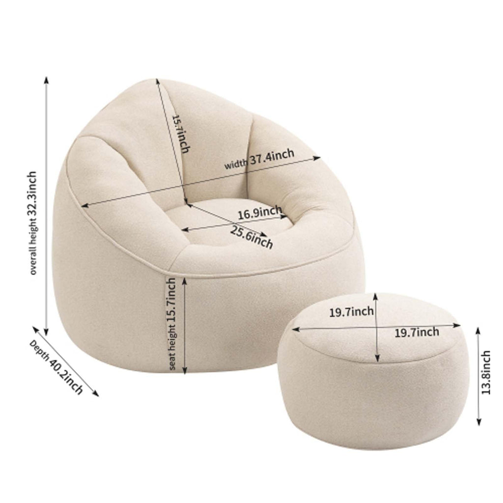 Yellow Memory Foam Bean Bag Chair with Footrest Z591