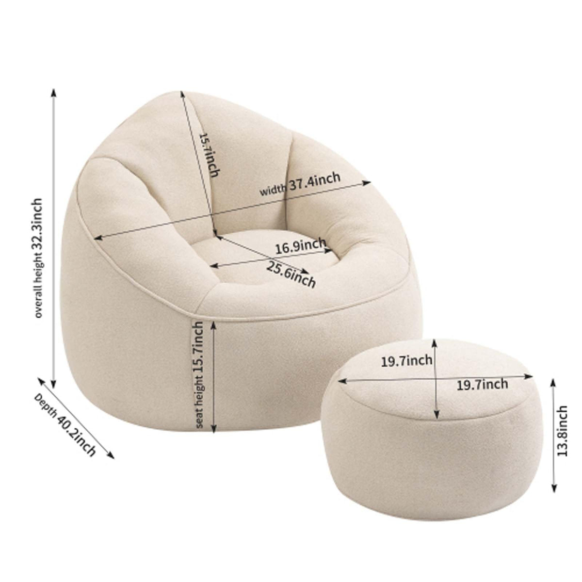 Yellow Memory Foam Bean Bag Chair with Footrest Z591
