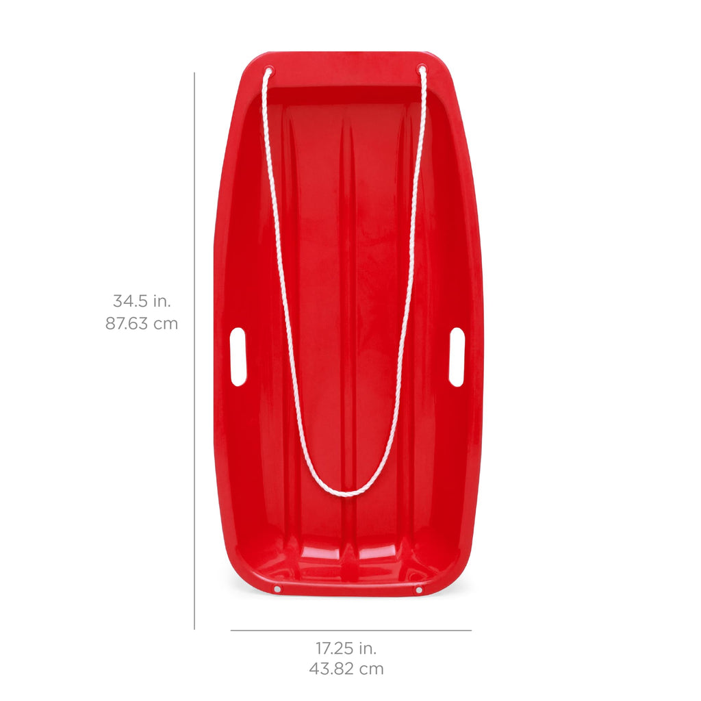 35in Kids Plastic Toboggan Snow Sled with Pull Rope Q789
