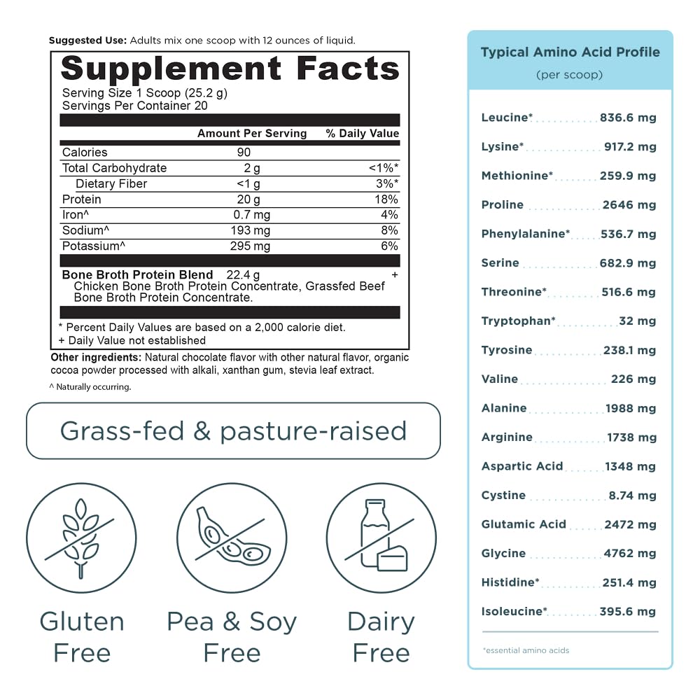Grass Fed Bone Broth Protein Powder, Chocolate V579607