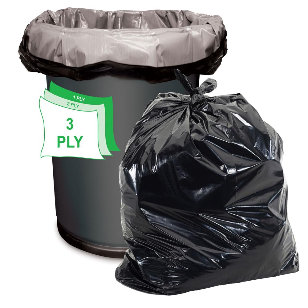 40-45 Gallon Black Heavy Duty Trash Bags Pack of 100 U49529