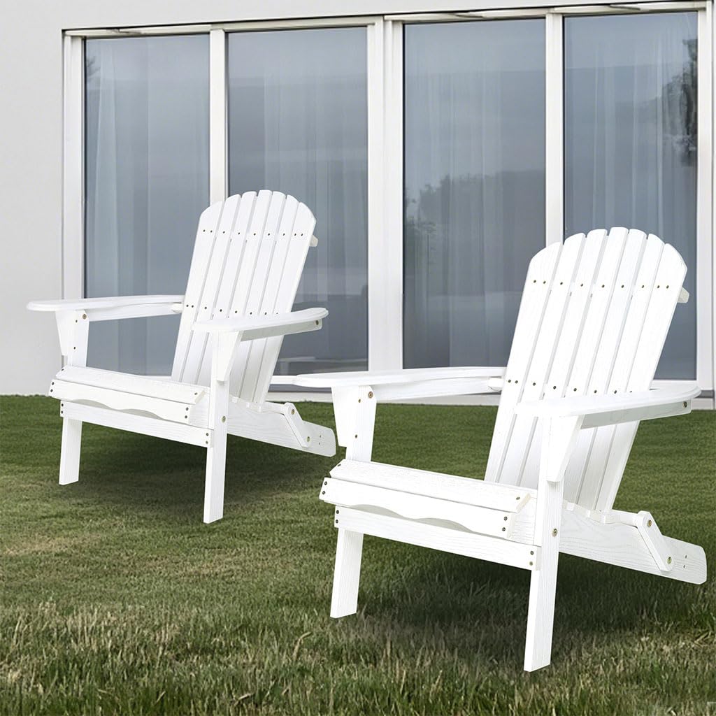 White Oversized Folding Adirondack Chair Set of 2 N431528