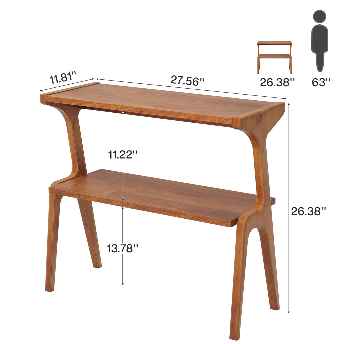 Wood 2-Tier End Table with Storage Shelves D790546