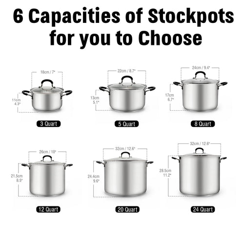 12-Quart Stainless Steel Stock Pot with Lid A697