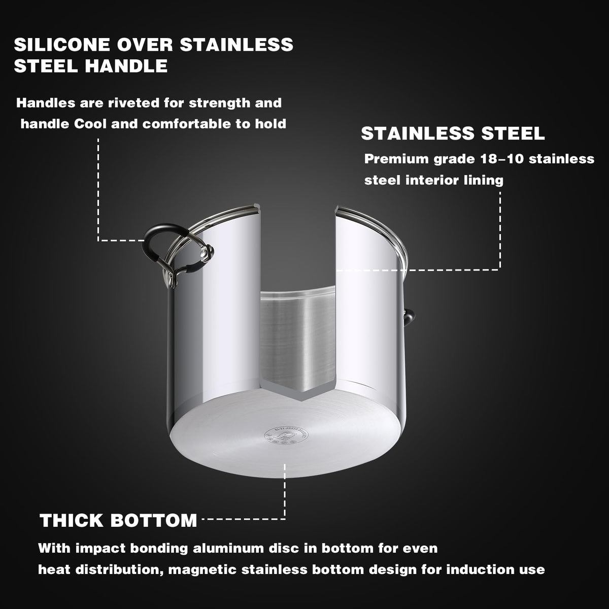 12-Quart Stainless Steel Stock Pot with Lid A697