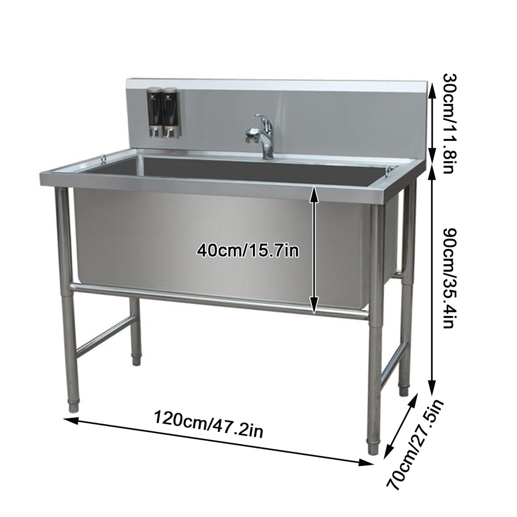 47" Stainless Steel Dog Grooming Tub with Stairs H4755