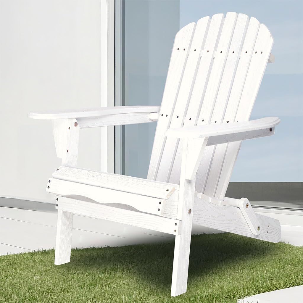 White Oversized Folding Adirondack Chair Set of 2 N431528