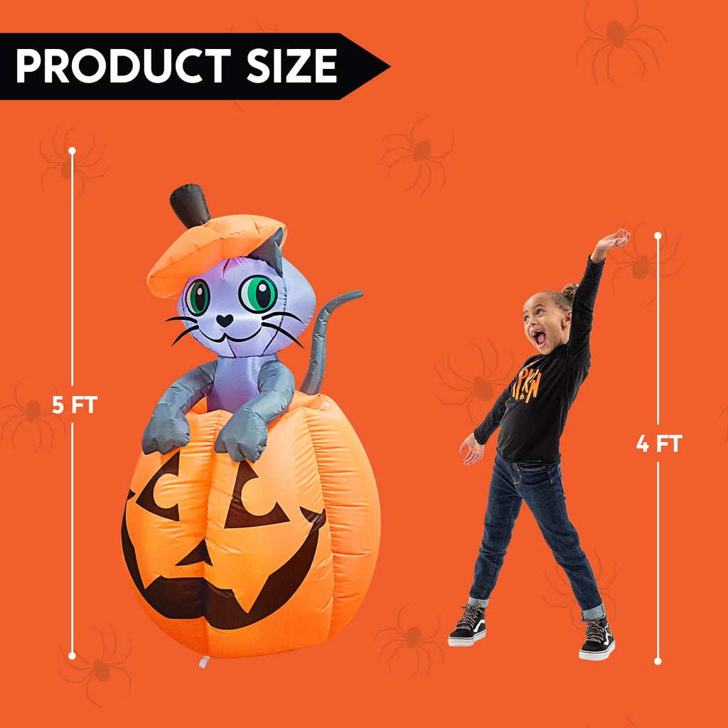 5 FT Animated Pumpkin Inflatable with LEDs Y71296
