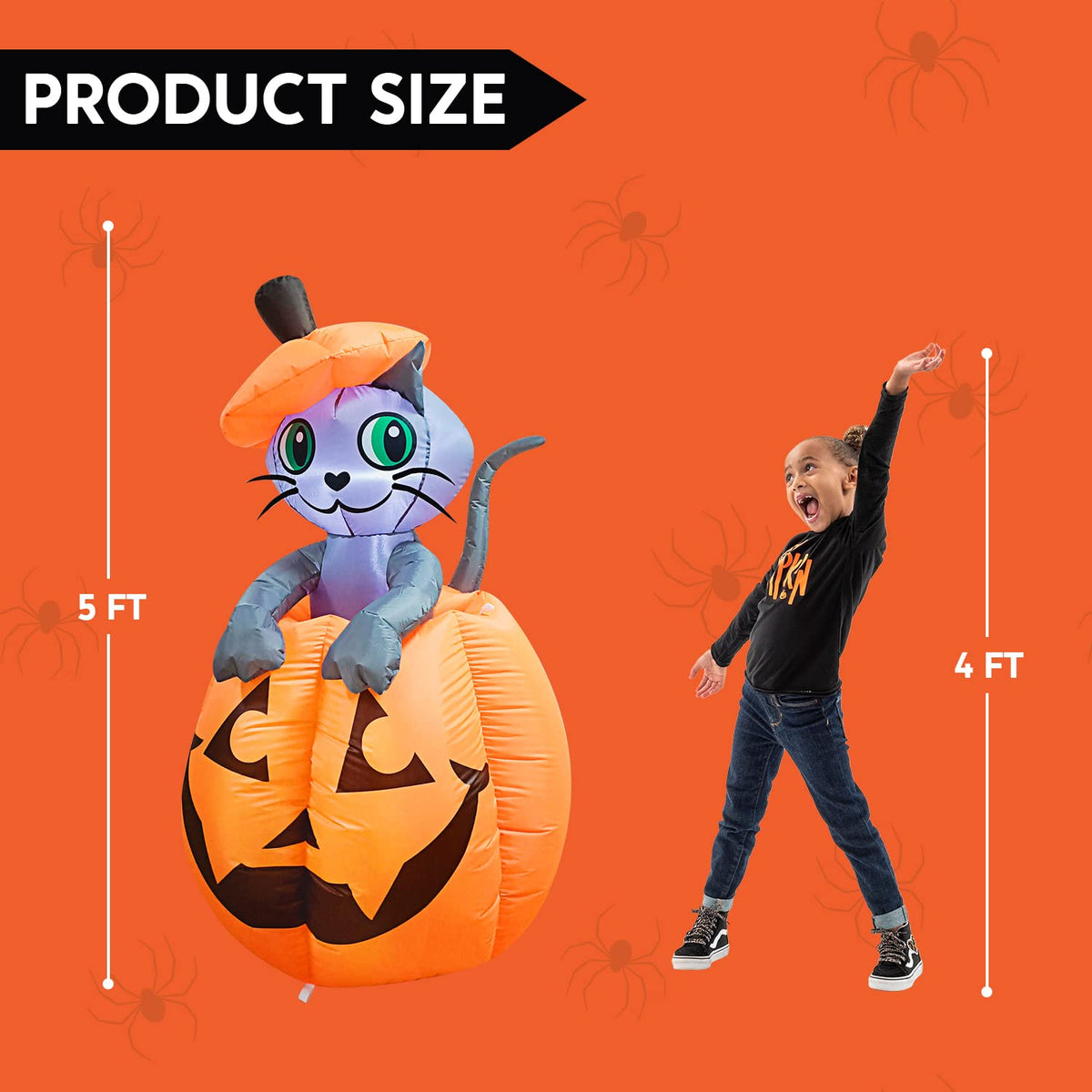 5 FT Animated Pumpkin Inflatable with LEDs Y71296