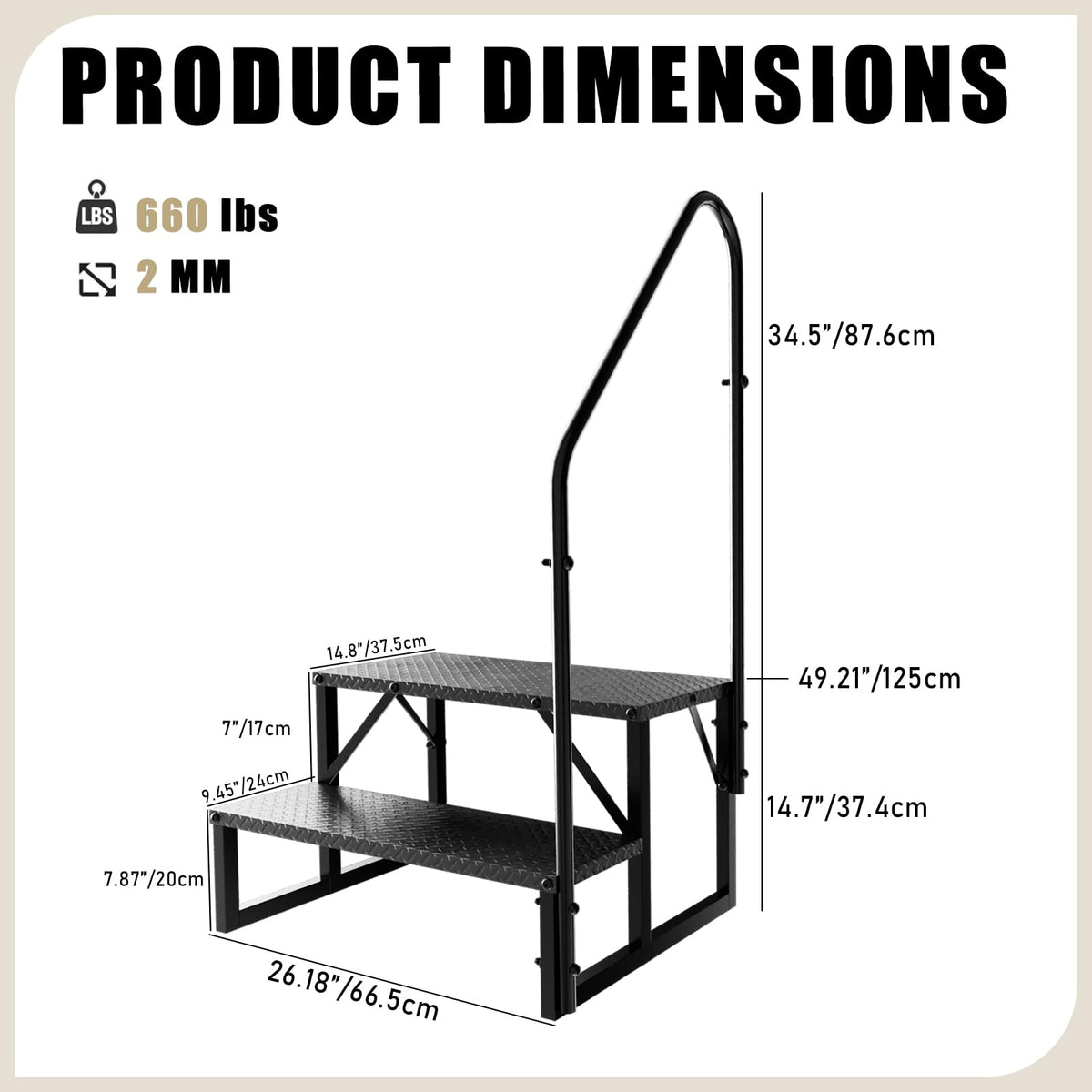 2 Step Ladder with Handrail V801