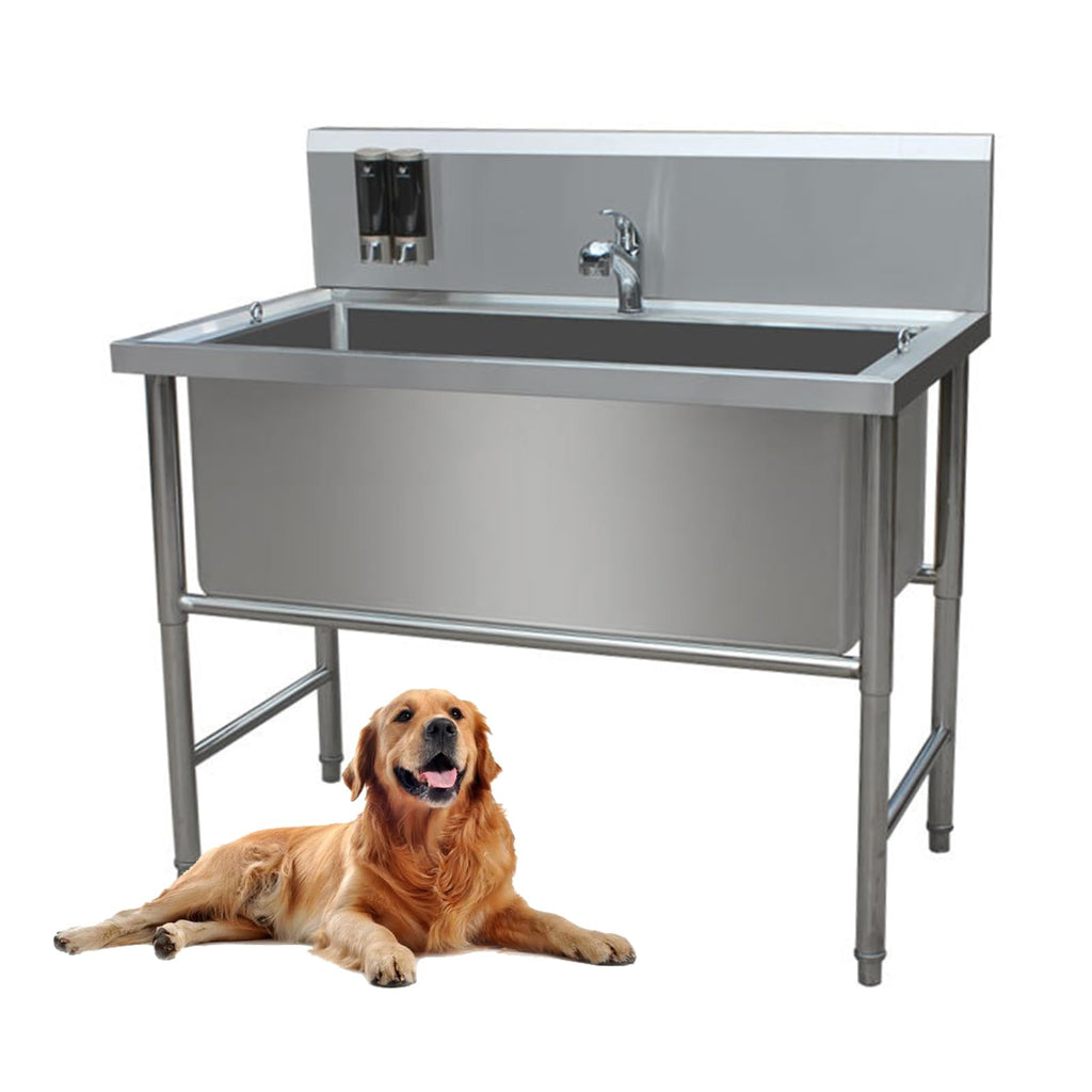 47" Stainless Steel Dog Grooming Tub with Stairs H4755