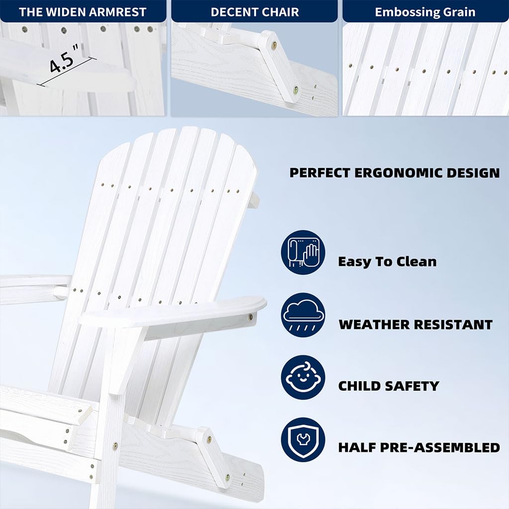 White Oversized Folding Adirondack Chair Set of 2 N431528