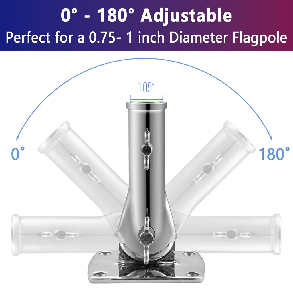 316 Stainless Steel Flag Pole Holder Bracket with Drain Hole, 1" M28447
