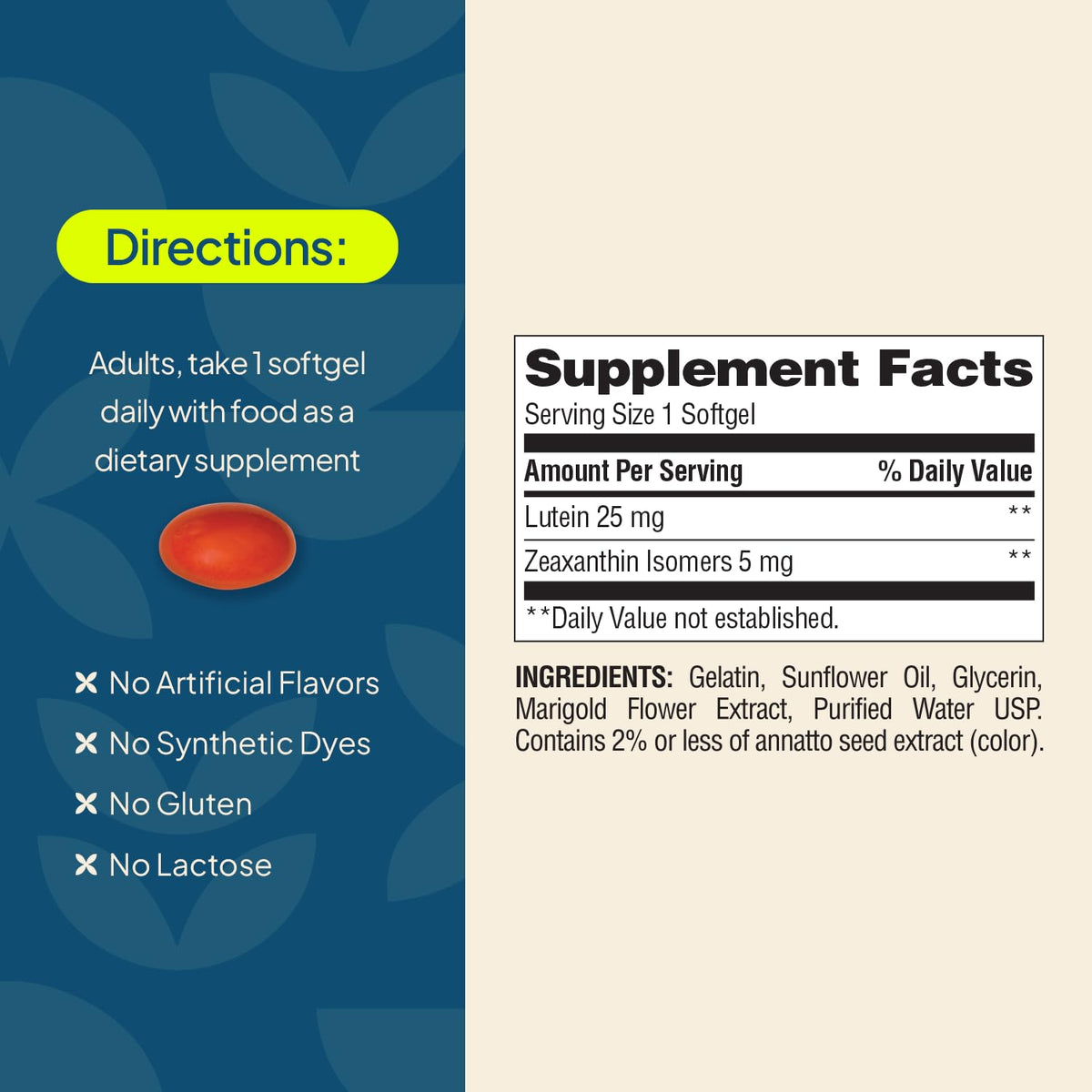 Lutein 25mg & Zeaxanthin 5mg 90 Softgels U4151
