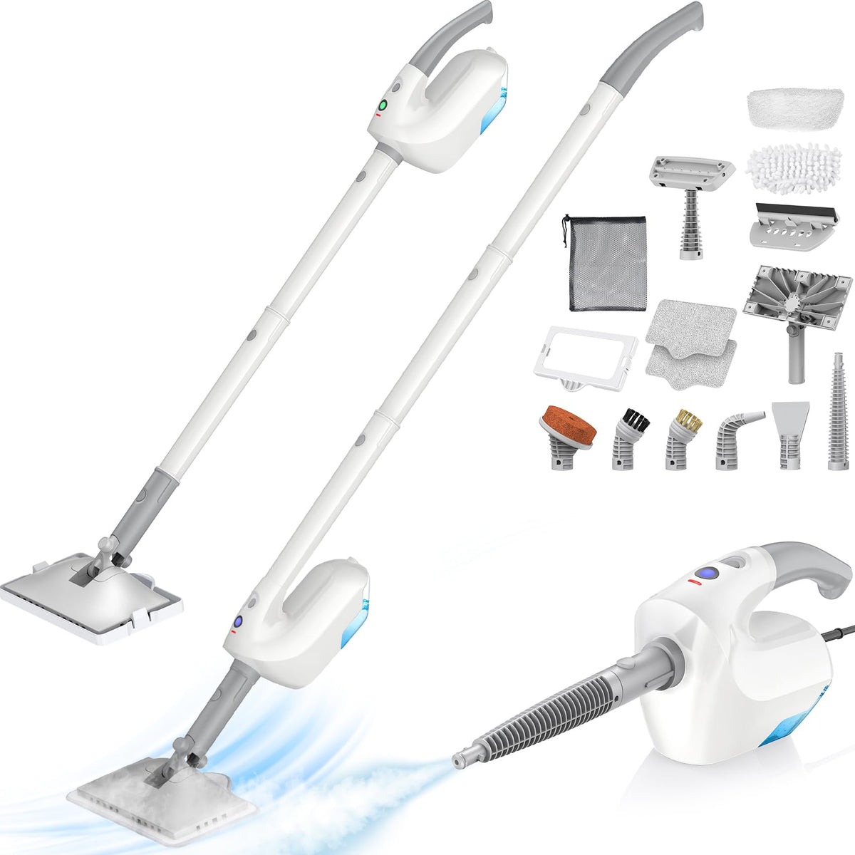 10-in-1 Steam Mop with Detachable Handheld Steamer L8362