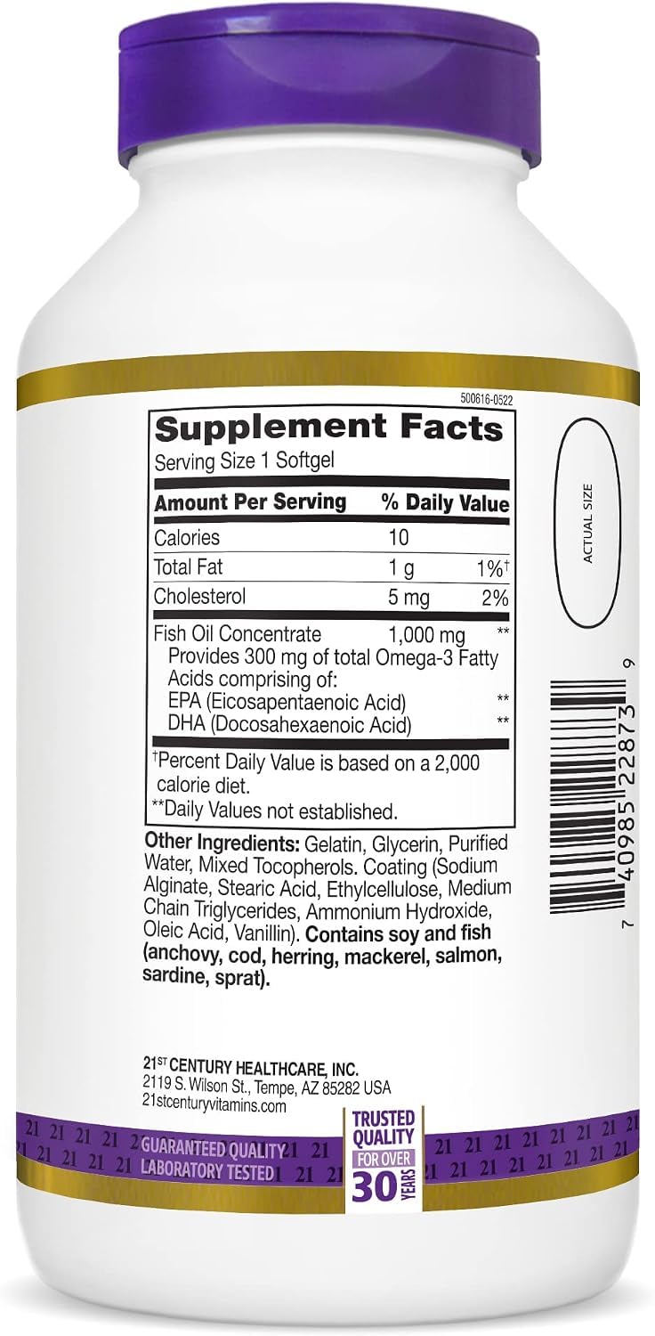 Fish Oil 1000 Mg Enteric Coated Softgels O174854