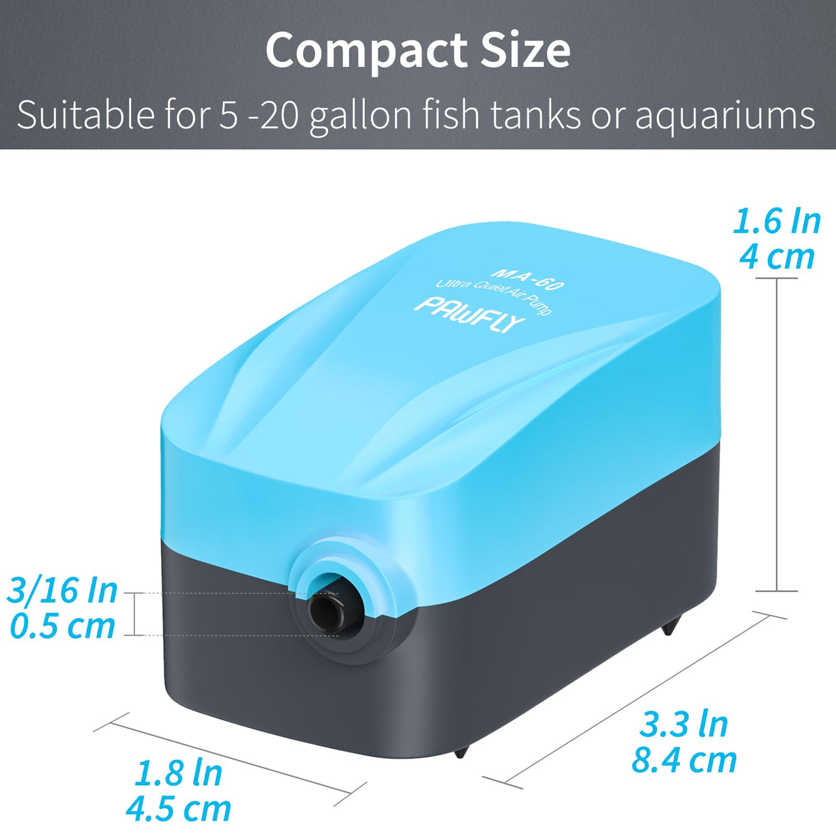 15-40 GPH Compact Quiet Aquarium Air Pump with Air Stone L156754