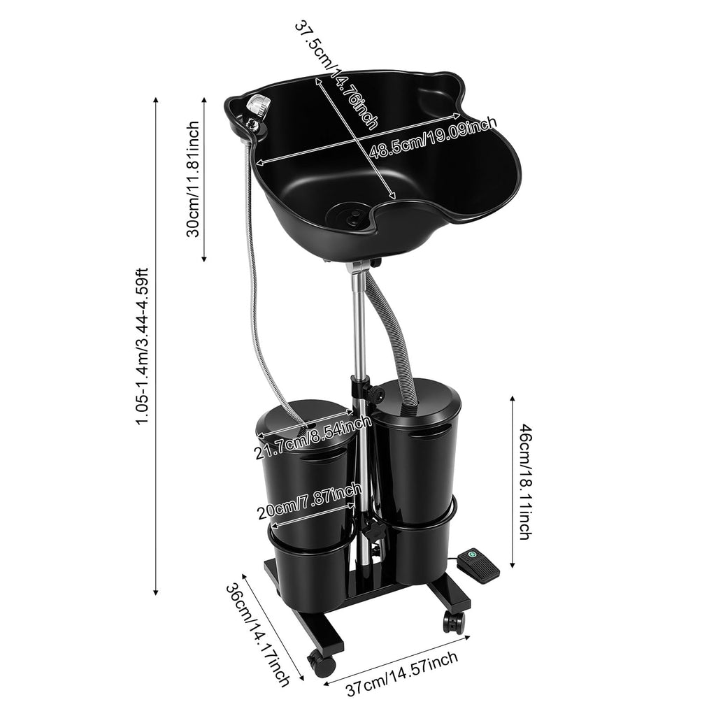 Portable Height Adjustable Shampoo Bowl with Electric Pump K51403