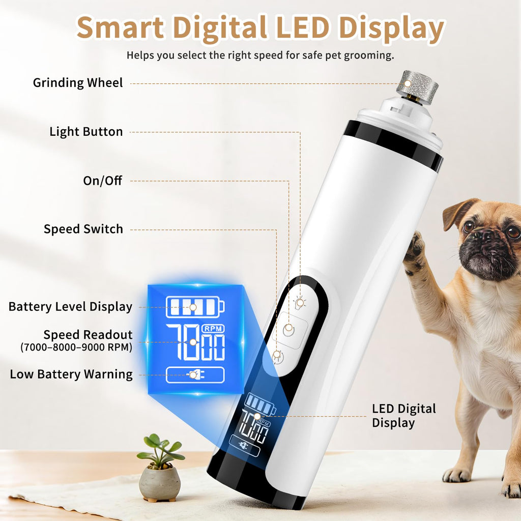 Quiet Dog Nail Grinder with Guard & 2 LED Lights Q938