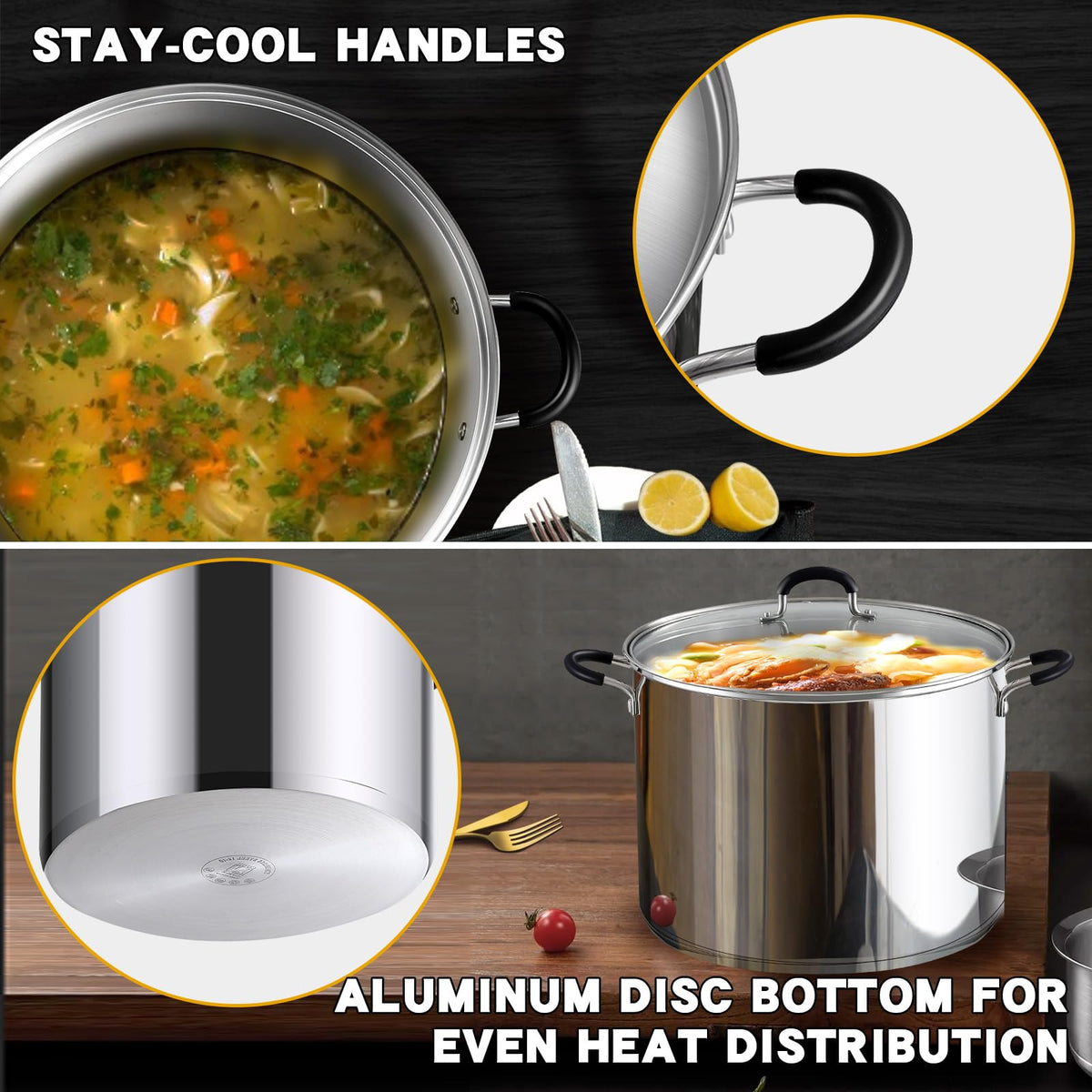 12-Quart Stainless Steel Stock Pot with Lid A697