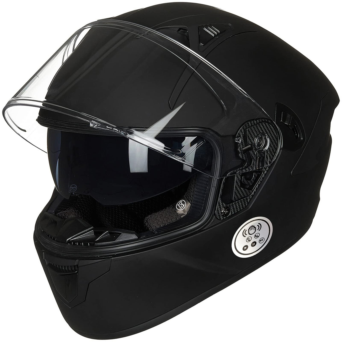 Motorcycle Helmets with Built in Bluetooth Dual Visor Matte Black S Z2960