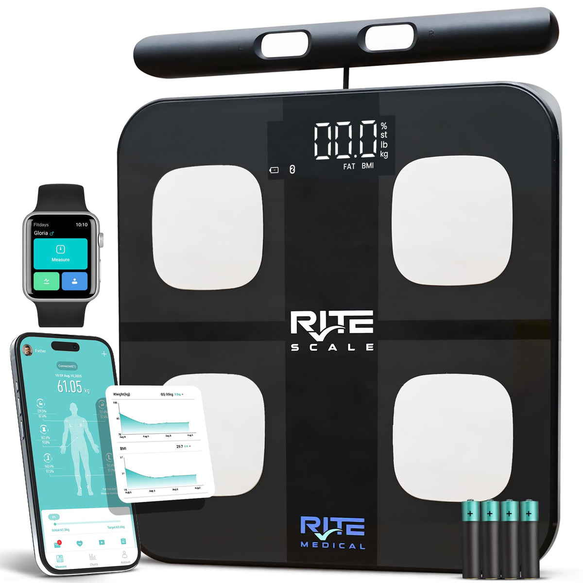 8-Electrode Digital Body Weight Scale with Bluetooth M30083
