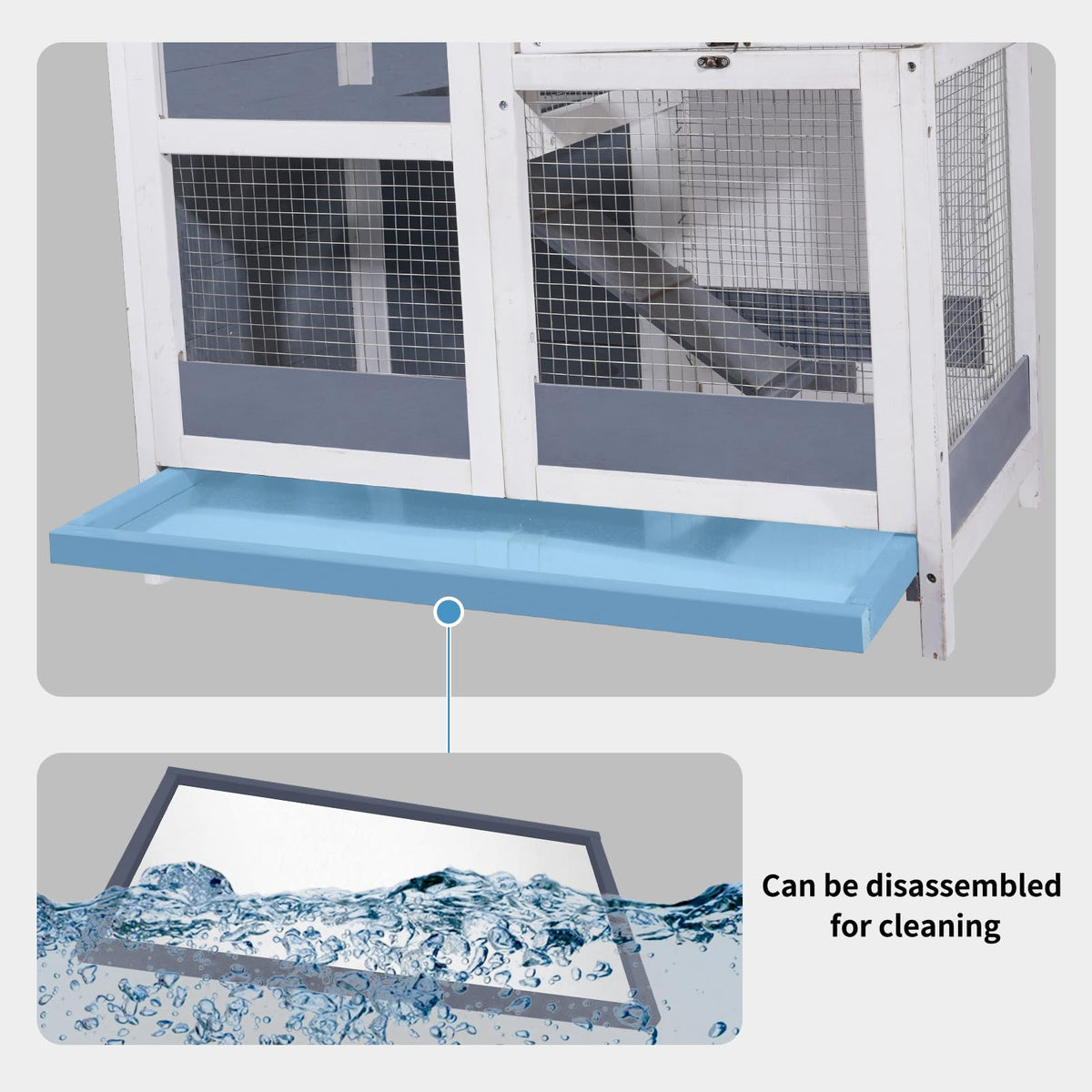 2-Story Wooden Small Animal Cage with Removable Tray and Ramp Z81670