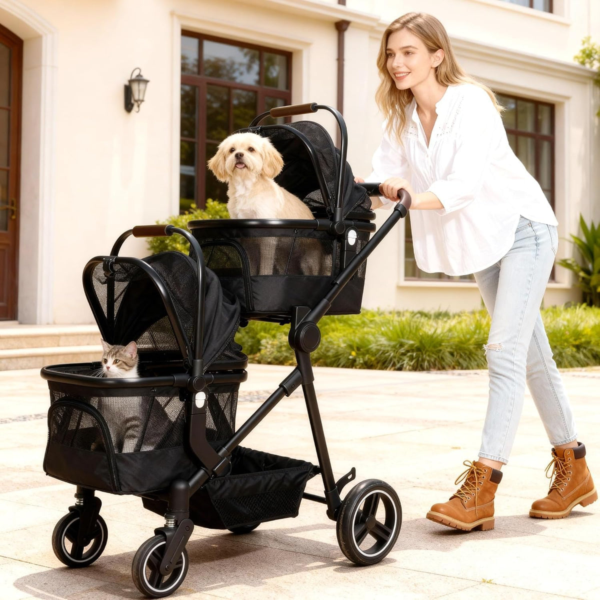 Foldable Double Pet Stroller T719