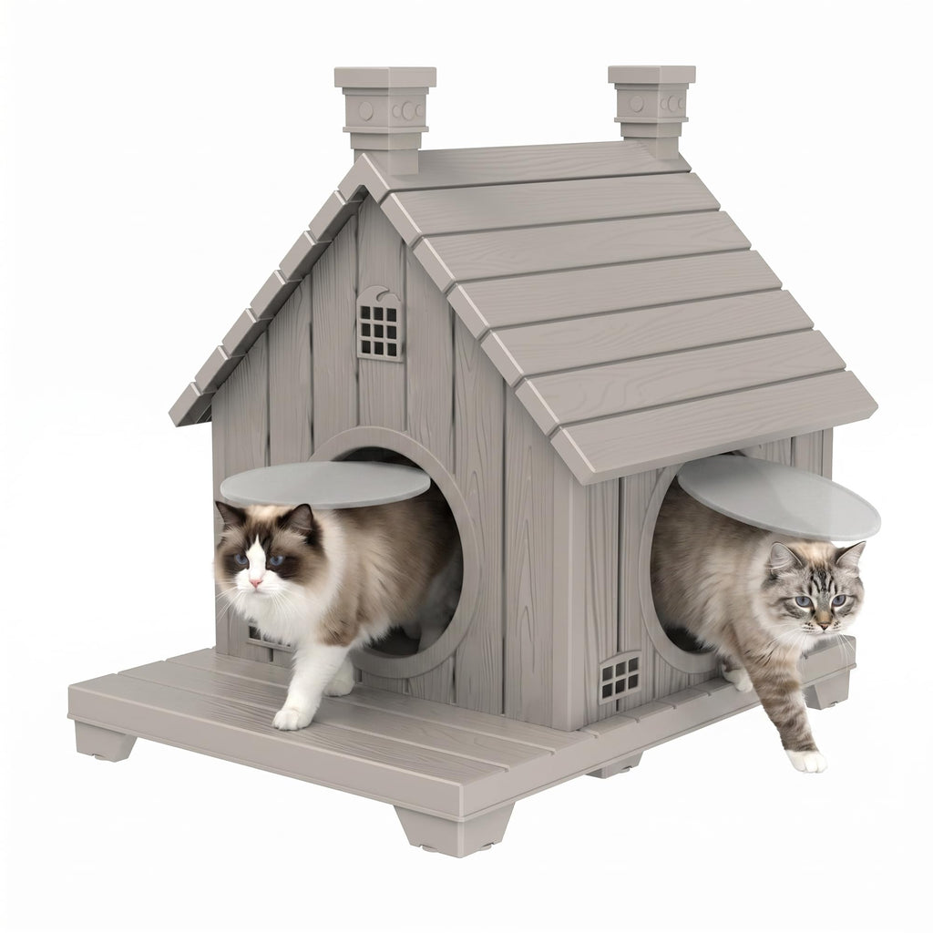 Weatherproof 1-Story Resin Cat House Z156