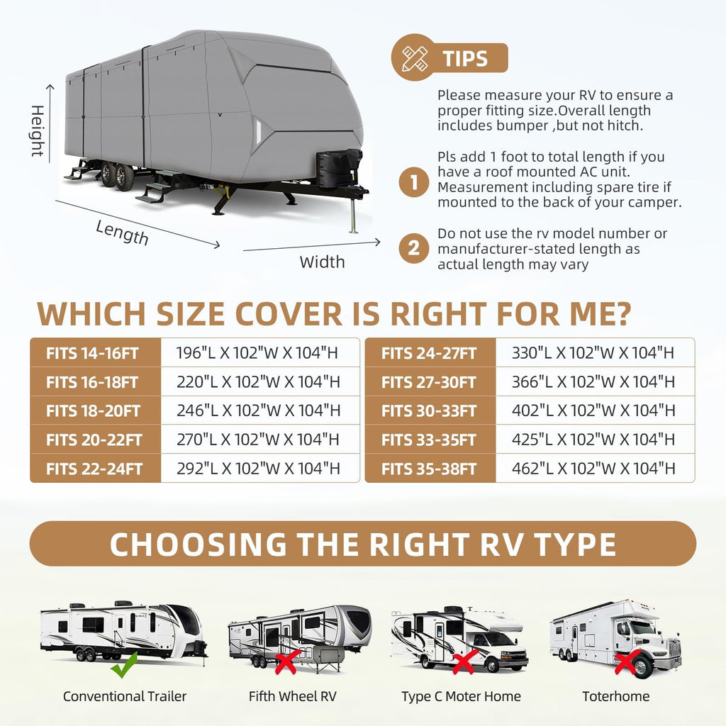 14-16 ft Travel Trailer RV Cover P455657