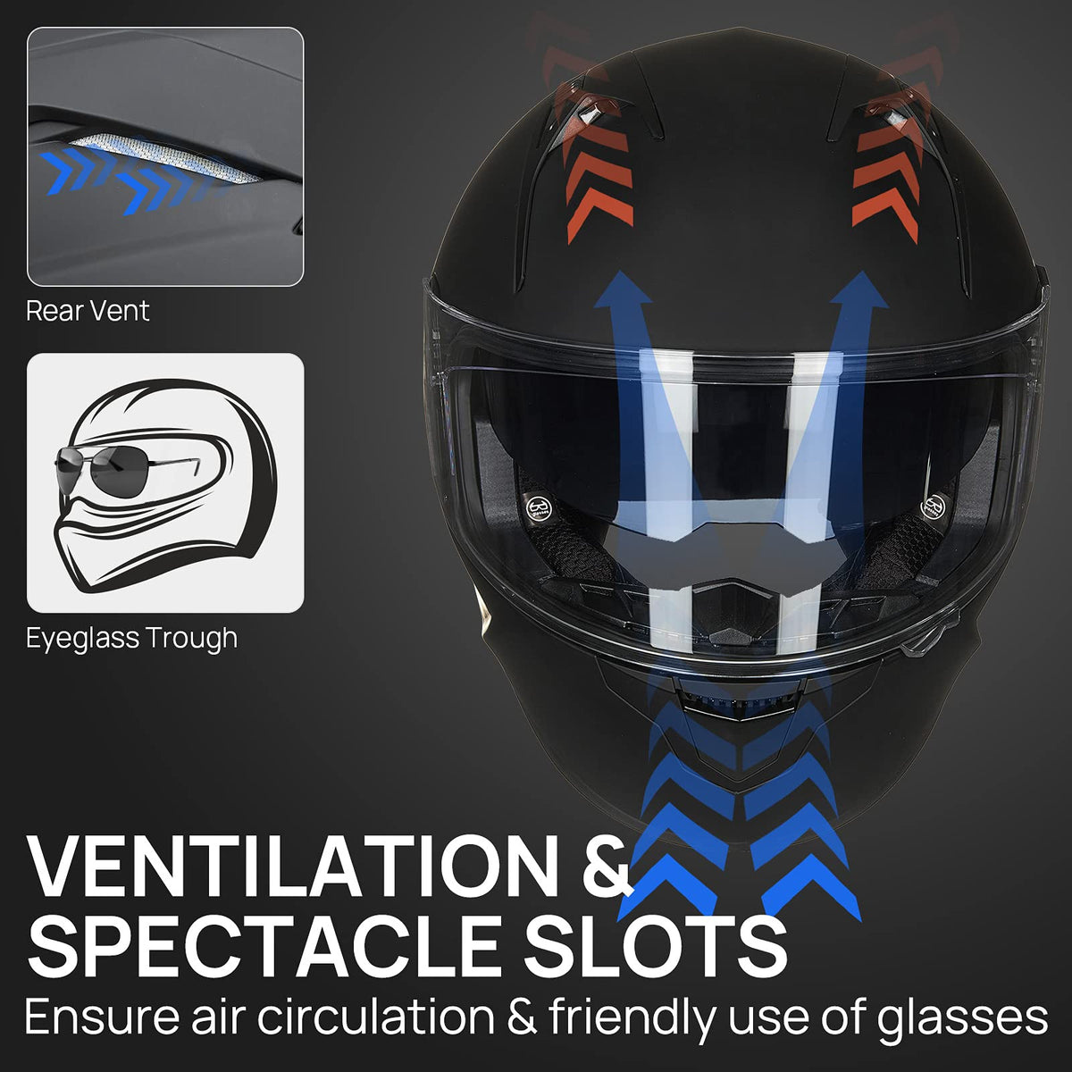 Motorcycle Helmets with Built in Bluetooth Dual Visor Matte Black S Z2960