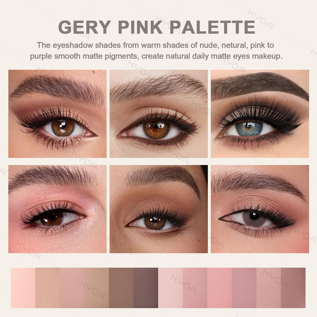 12 Color Grey Pink Eyeshadow Palette with Brush O1153